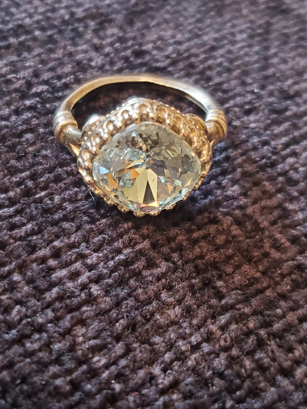 Classic Light Blue Crystal Ring in Clear with Sterling Silver Sz 8